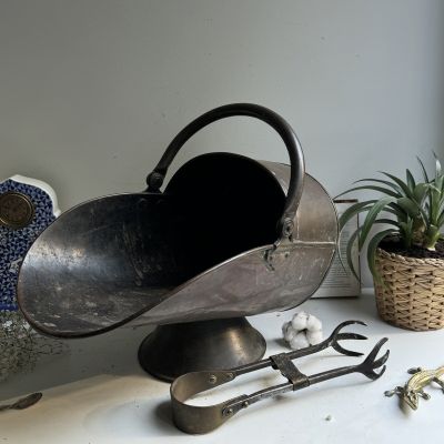 Зольник и щипцы набор 140 лет литая медь 40 см