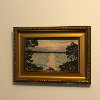 Картина в раме 33х25 см Закат на реке