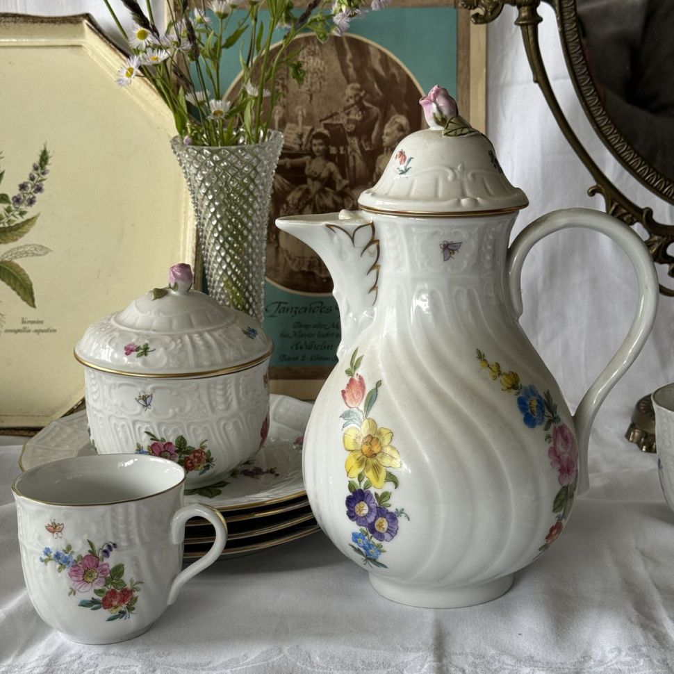 Чайная пара ​Pirken Hammer Мейсенский букет 220 мл ручная роспись Чехословакия