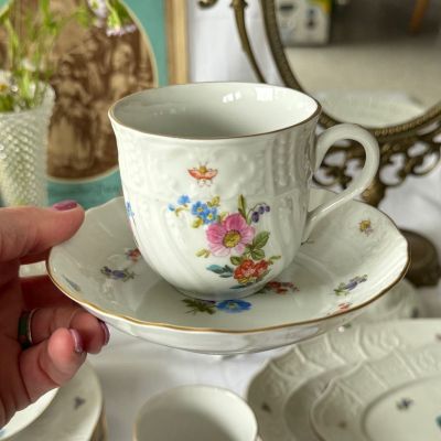 Чайная пара Pirken Hammer Мейсенский букет 220 мл ручная роспись Чехословакия