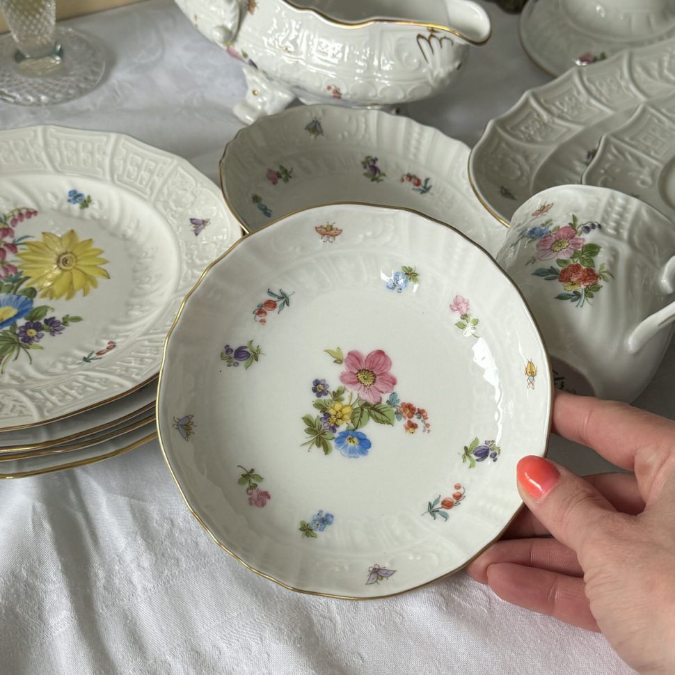 Чайная пара ​Pirken Hammer Мейсенский букет 220 мл ручная роспись Чехословакия