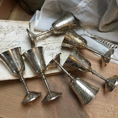 Рюмка на ножке с гравировкой серебрение 30 мл