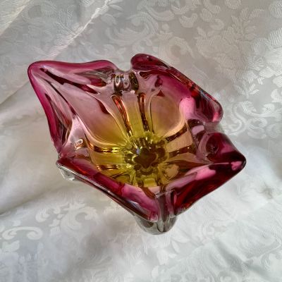 Ваза Богемия 20 см накладной цветной хрусталь