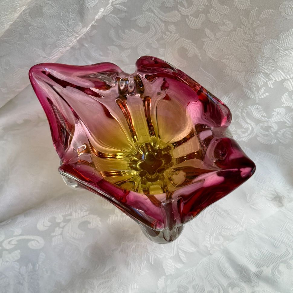 Ваза Богемия 20 см накладной цветной хрусталь