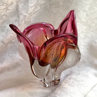 Ваза Богемия 20 см накладной цветной хрусталь