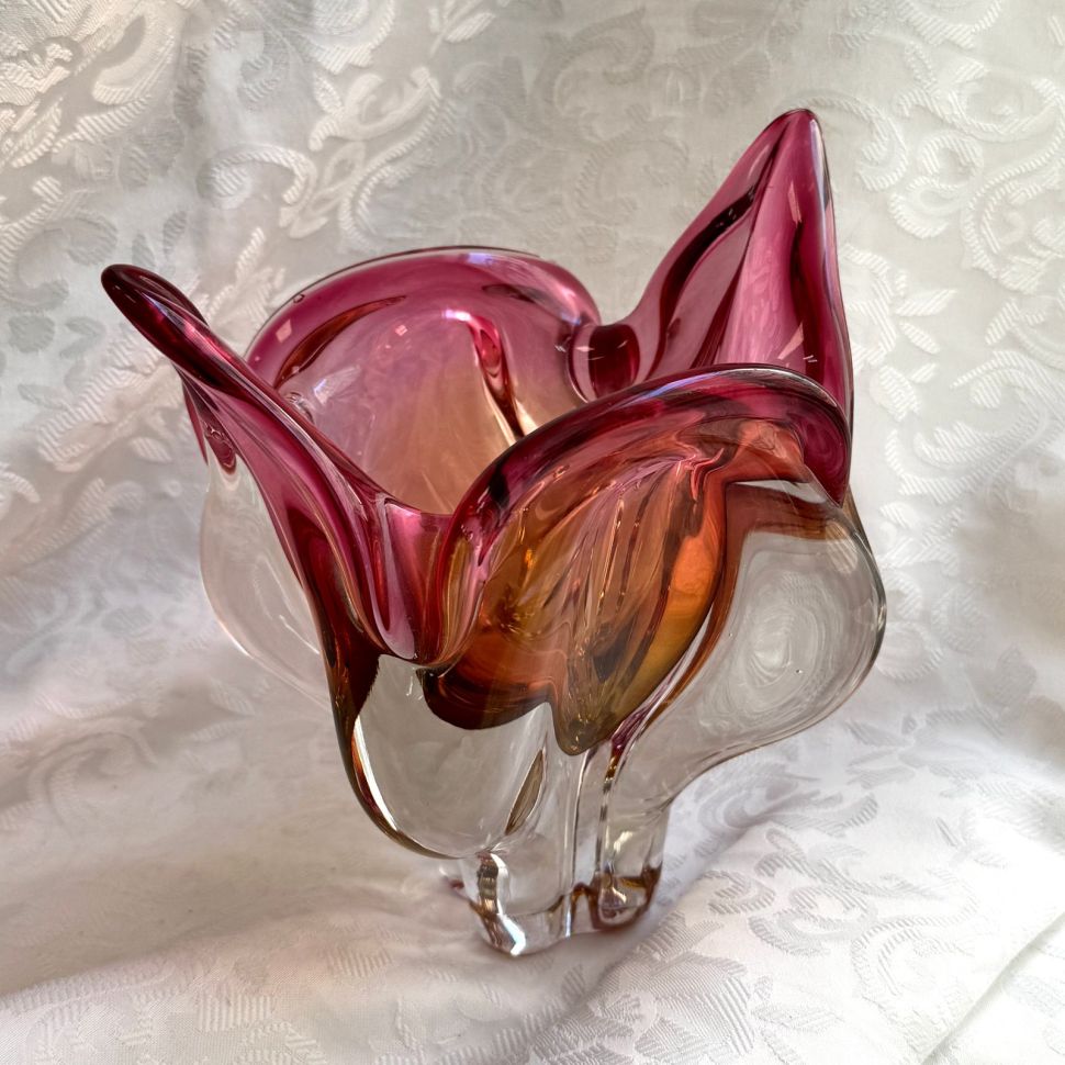 Ваза Богемия 20 см накладной цветной хрусталь