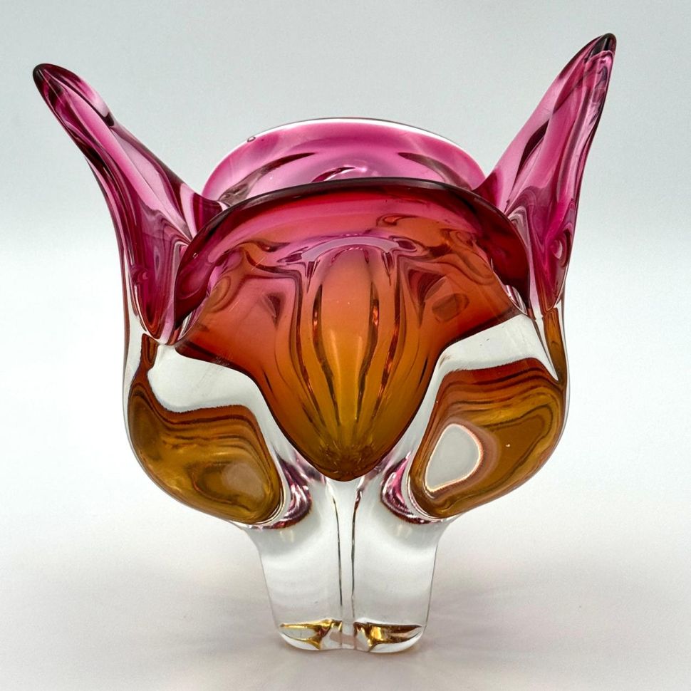 Ваза Богемия 20 см накладной цветной хрусталь