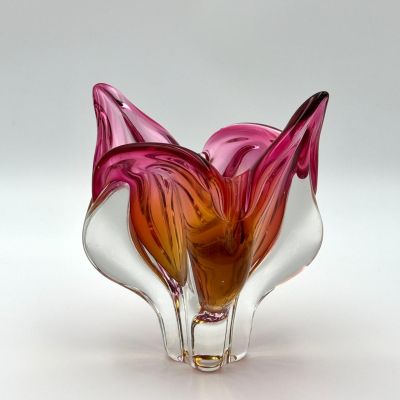 Ваза Богемия 20 см накладной цветной хрусталь