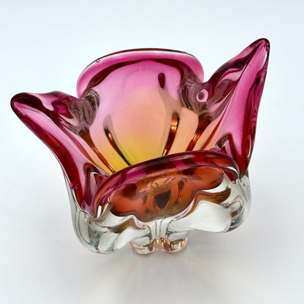 Ваза Богемия 20 см накладной цветной хрусталь