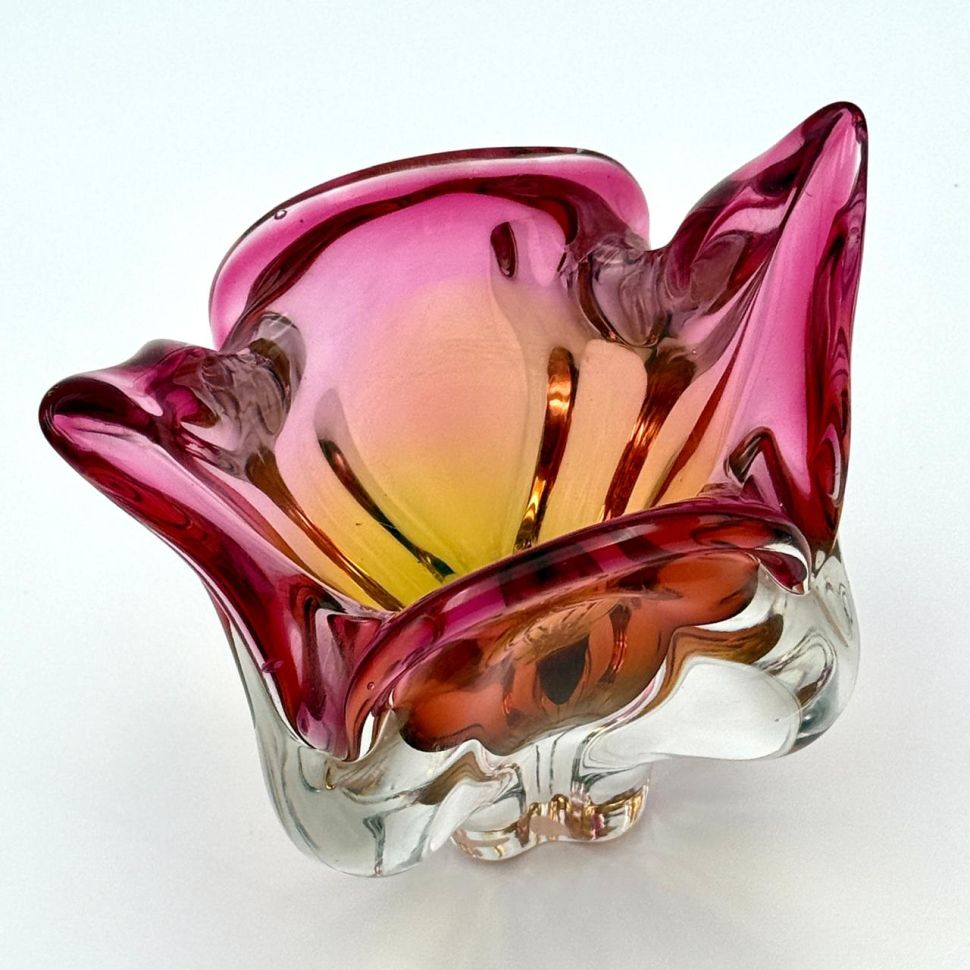 Ваза Богемия 20 см накладной цветной хрусталь