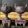 Ваза каминная 24 см 19 век Франция шпиатр мрамор 