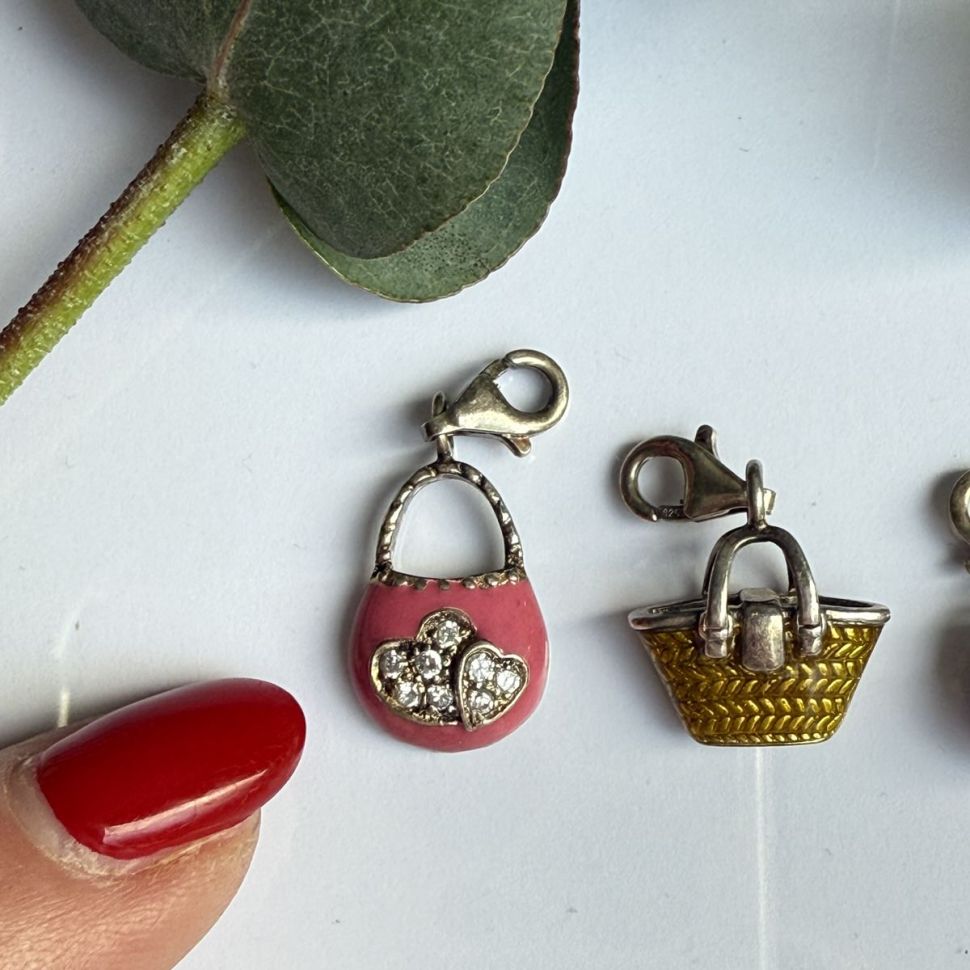 Подвеска шарм Сумка розовая 1,6 см в стиле Thomas Sabo 925