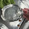 Блюдо Арнуво Девушка 20х16 см олово   