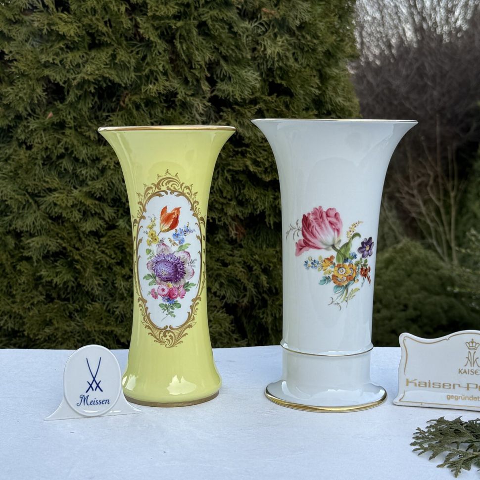 Ваза Meissen 24 см Мейсенский букет 1924-1934 гг Германия ручная роспись