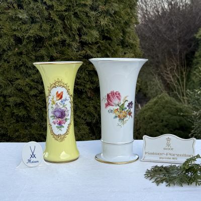 Ваза Meissen 24 см Мейсенский букет 1924-1934 гг Германия ручная роспись