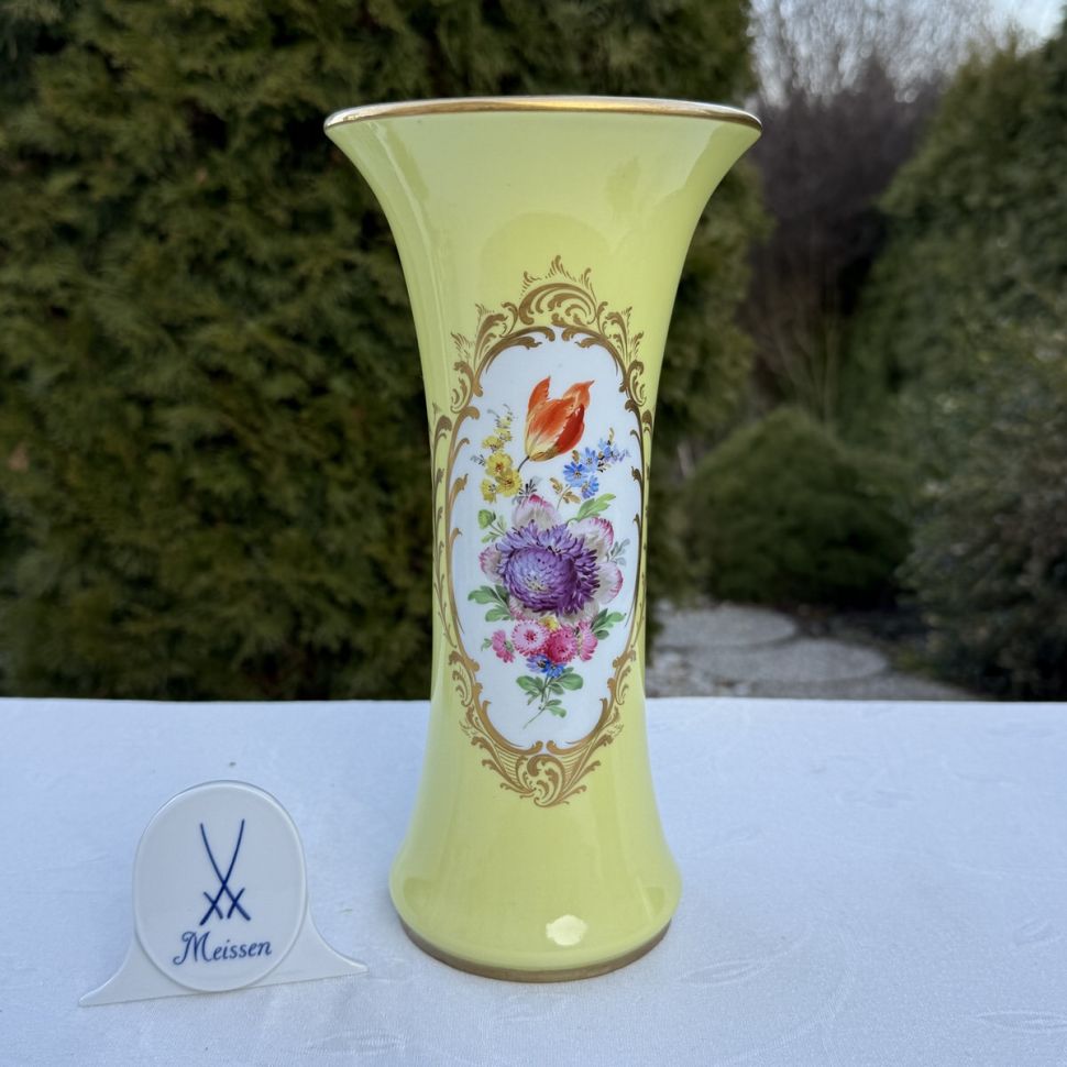 Ваза Meissen 24 см Мейсенский букет 1924-1934 гг Германия ручная роспись