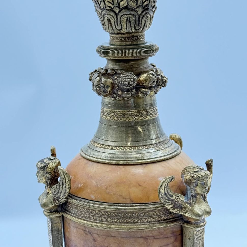 Подсвечник канделябр на 5 свечей набор 2 шт Ампир Наполеон I начало 19 век бронза мрамор