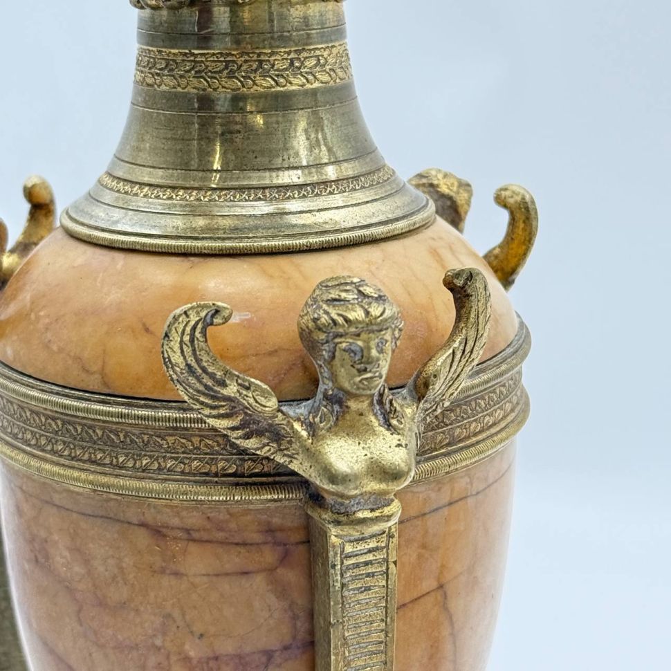 Подсвечник канделябр на 5 свечей набор 2 шт Ампир Наполеон I начало 19 век бронза мрамор