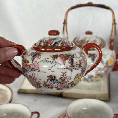 Сахарница Гейши в саду у Фудзиямы 15 см фарфор Япония         