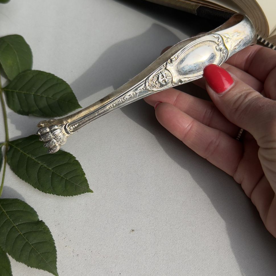 Щипцы для льда и сахара Лев 14 см серебрение Франция 