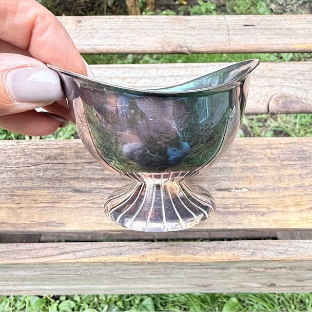 Сахарница на ножке 8 см мельхиор патина