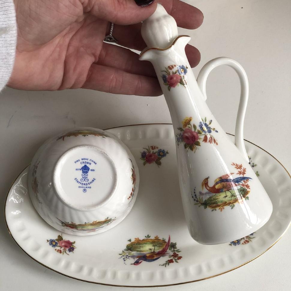 Набор из 3-х предметов, графин, поднос и чаша, Staffordshire, Англия