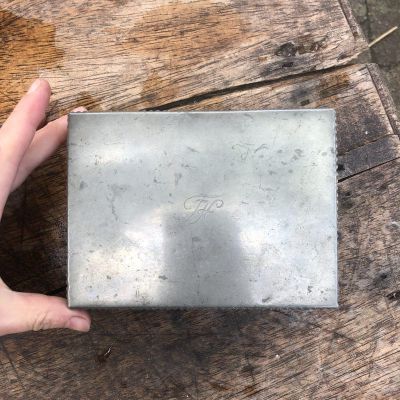 Шкатулка 19х11 см дерево олово металл гравировка