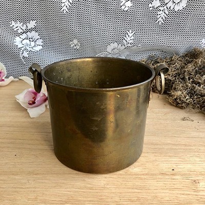 Кашпо с круглыми ручками латунь