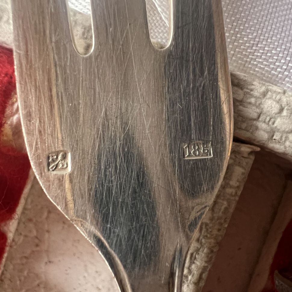 Вилка десертная лопатка для торта набор 13 предметов серебрение Франция 