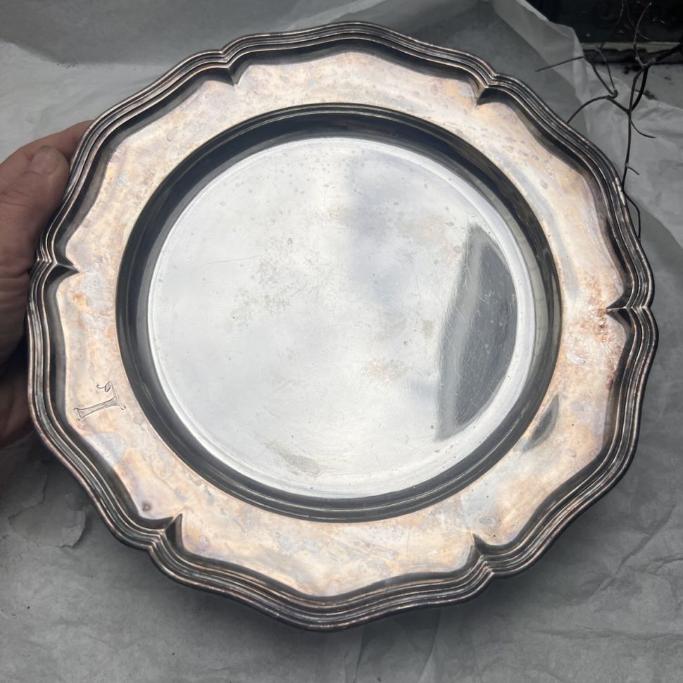 Блюдо поднос Волны мельхиор 25 см Швеция