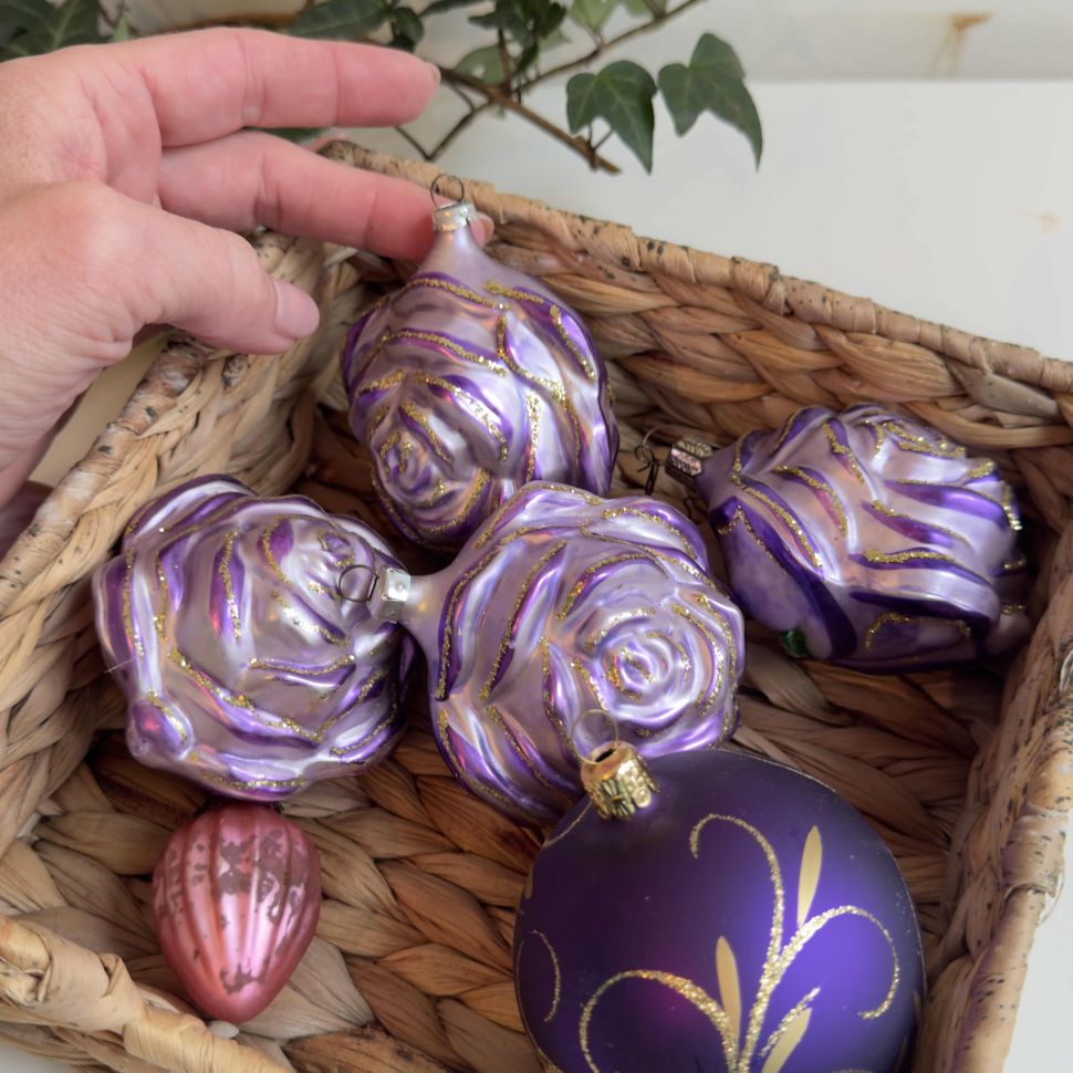 Подвес новогодний Роза 8 см стекло