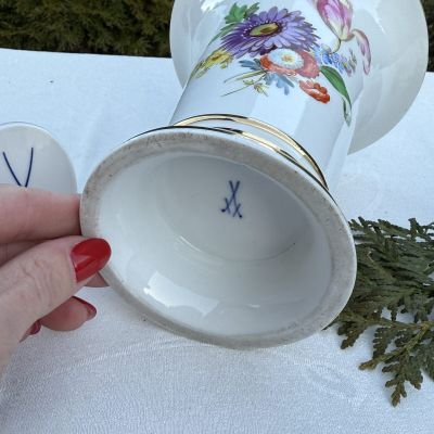 Ваза Meissen 16 см Мейсенский букет 1993-1994 гг Германия ручная роспись