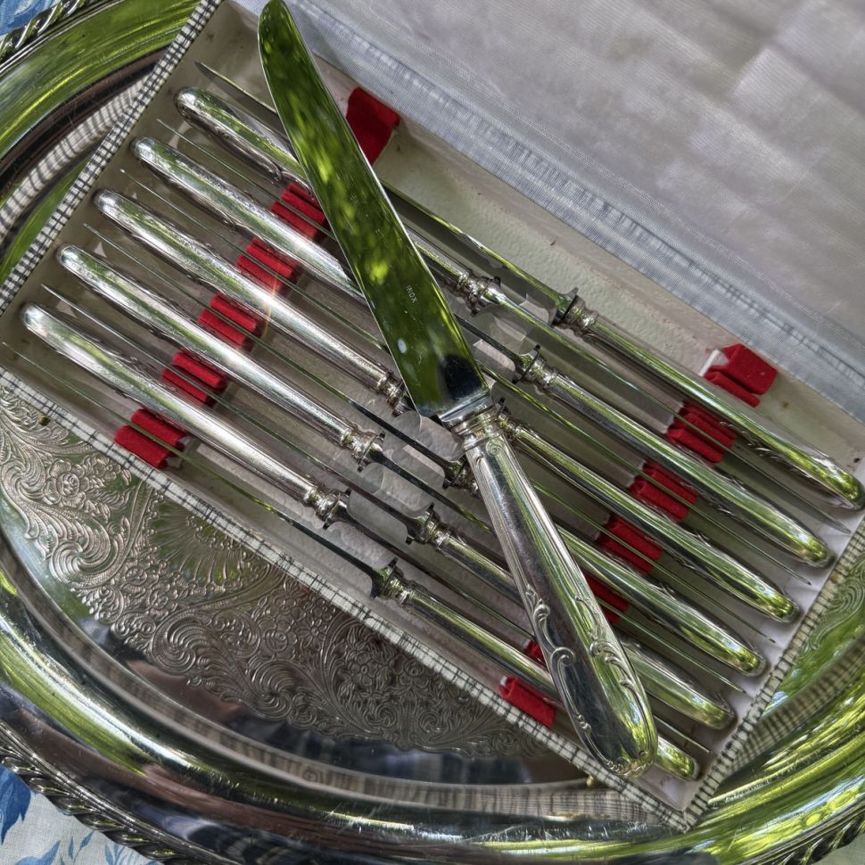 Нож столовый 26 см серебрение Арнуво Франция 