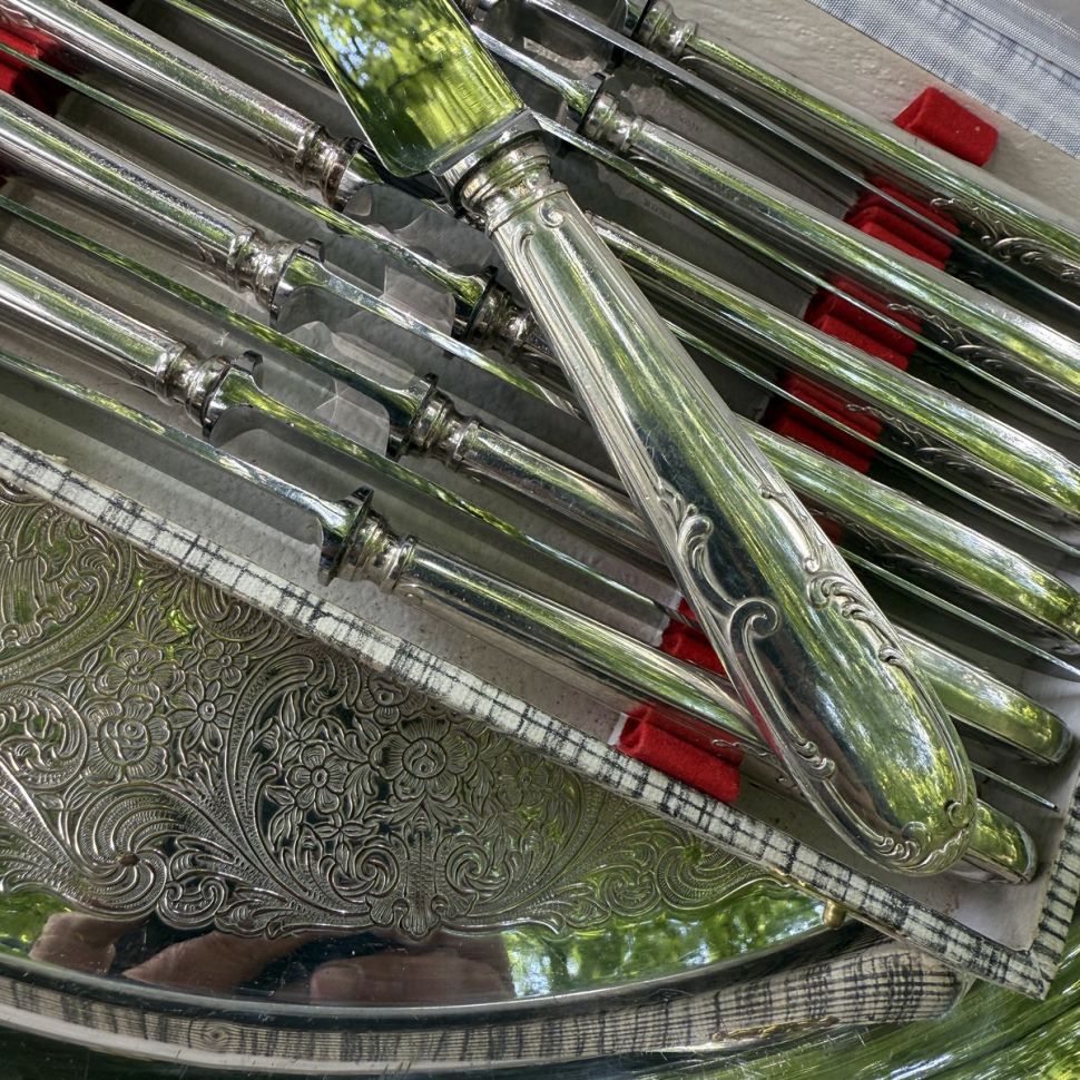 Нож столовый 26 см серебрение Арнуво Франция 