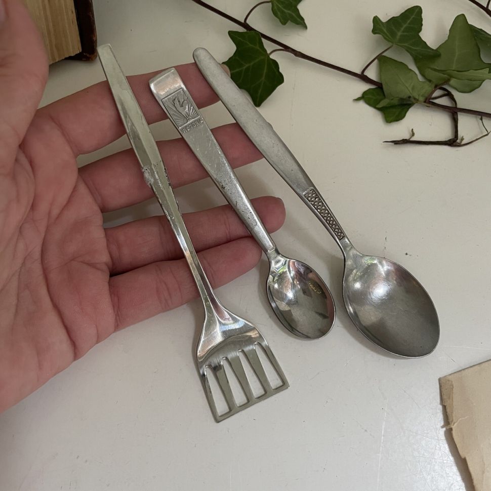 Ложка чайная и кофейная вилка набор 3 шт.