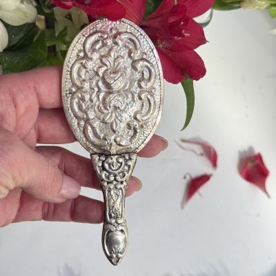 Зеркало ручное 13 см серебро