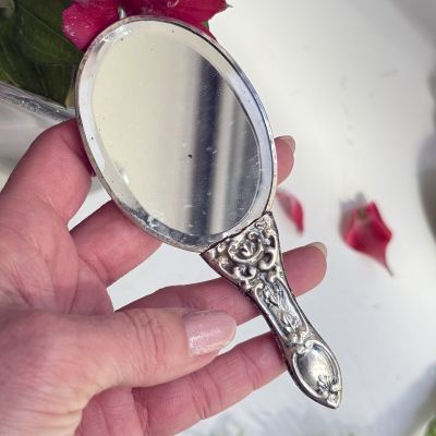 Зеркало ручное 13 см серебро