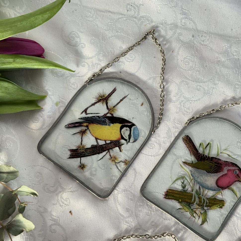 Витраж подвесной стекло металл 9х11 см