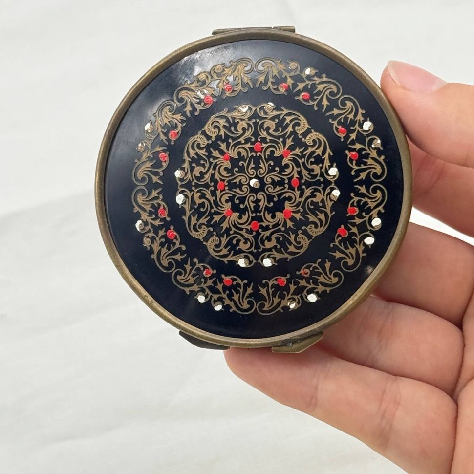 Зеркало карманное косметическое 7 см латунь