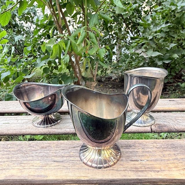 Молочник на ножке 100 мл мельхиор патина