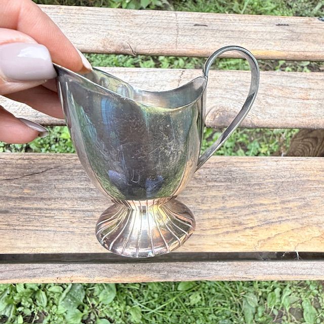 Молочник на ножке 100 мл мельхиор патина