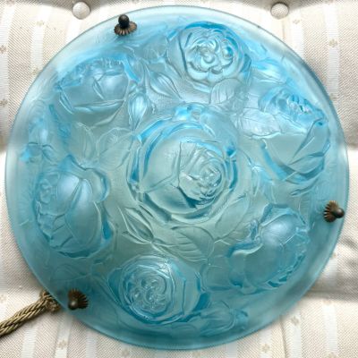 Люстра в стиле Lalique из синего стекла 30-е годы Франция