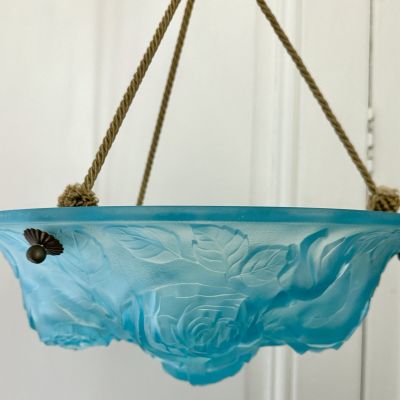 Люстра в стиле Lalique из синего стекла 30-е годы Франция