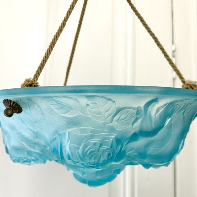 Люстра в стиле Lalique из синего стекла 30-е годы Франция