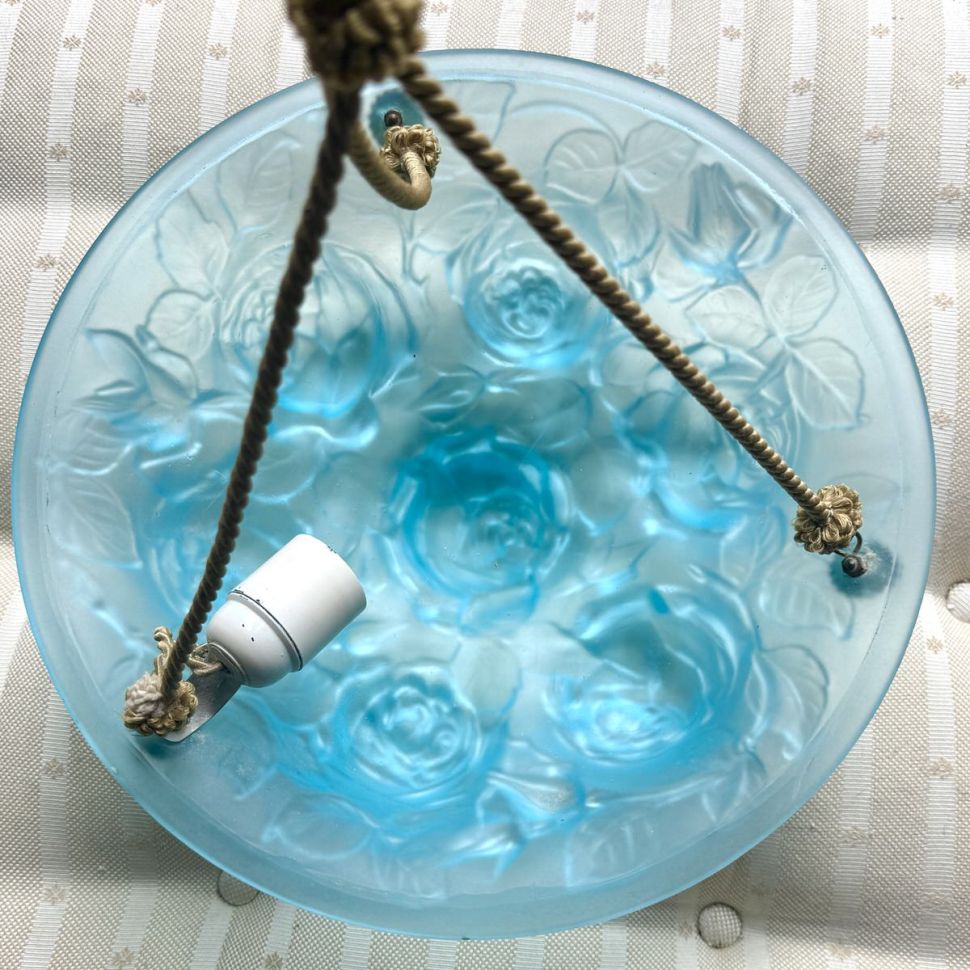 Люстра в стиле Lalique из синего стекла 30-е годы Франция