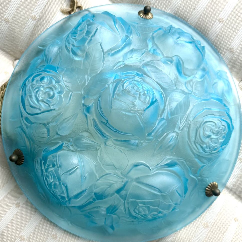 Люстра в стиле Lalique из синего стекла 30-е годы Франция