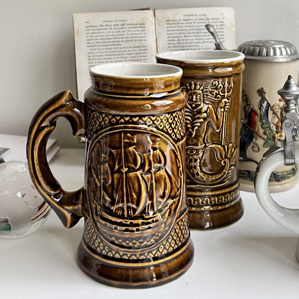 Кружка пивная Парусник 1 л керамика