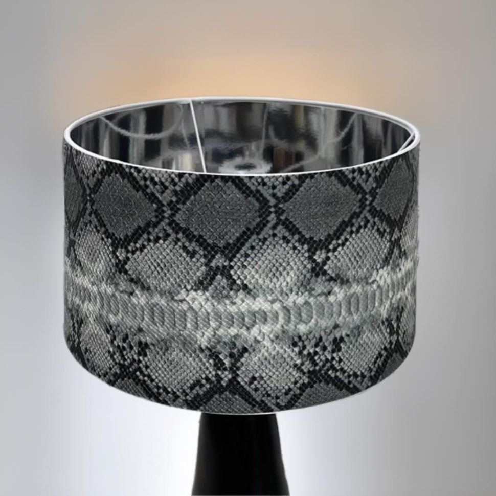 Абажур Змея 35 см металл экокожа серый