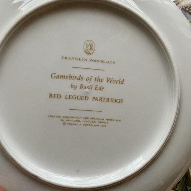 Тарелка Franklin Porcelain Gamebirds Limoges Red Legged Partridge 1979 23 см