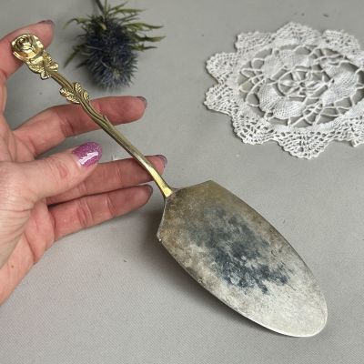 Лопатка для десерта Роза 22 см серебрение